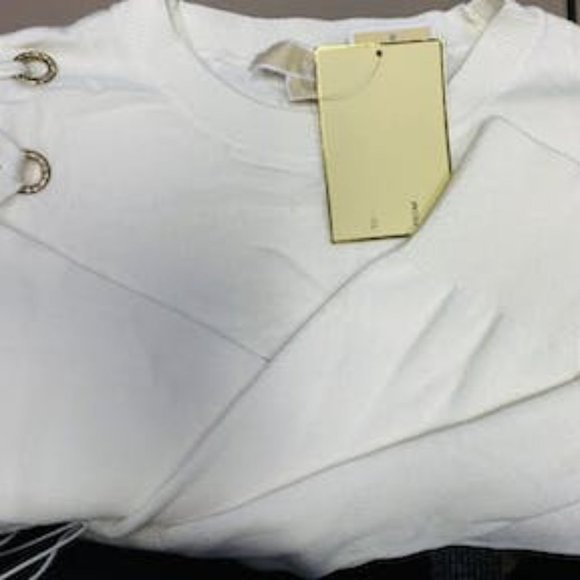 MICHAEL Michael Kors Womens Lace-Up Crewneck Pullover Sweater Size Large - Picture 3 of 3